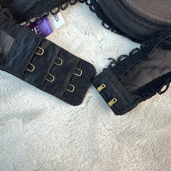 Adore Me Black Lace Kimmy Push Up Balconette Bra 32B Underwire Scalloped Trim - Picture 5 of 7